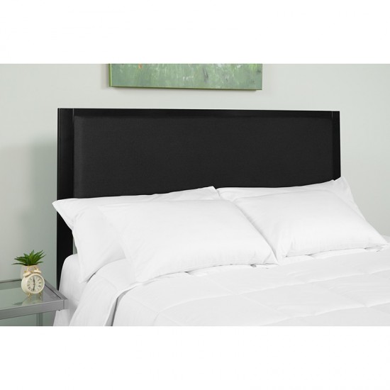 Melbourne Metal Upholstered Queen Size Headboard in Black Fabric