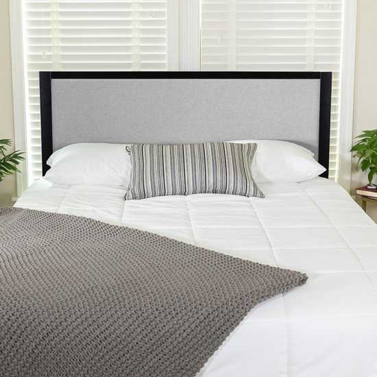 Melbourne Metal Upholstered Twin Size Headboard in Light Gray Fabric