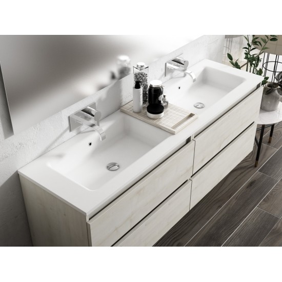 Lucena Bath 64" Grey and White Vision Double Vanity