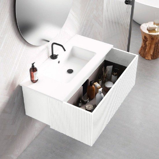 Lucena Bath 40" White Bari Vanity with Ceramic Sink