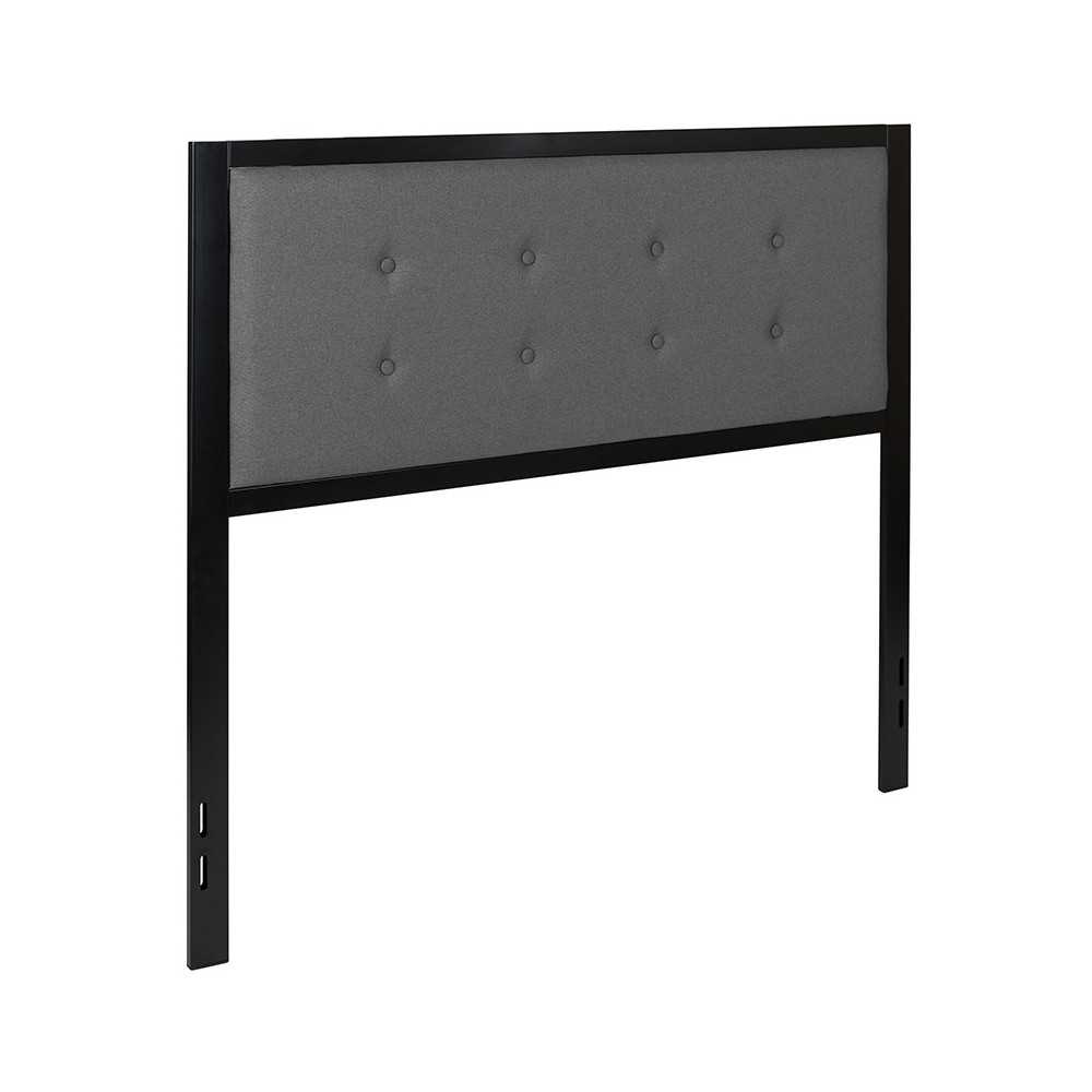 Bristol Metal Tufted Upholstered Full Size Headboard in Dark Gray Fabric