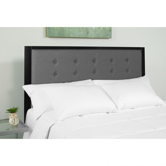 Bristol Metal Tufted Upholstered Full Size Headboard in Dark Gray Fabric