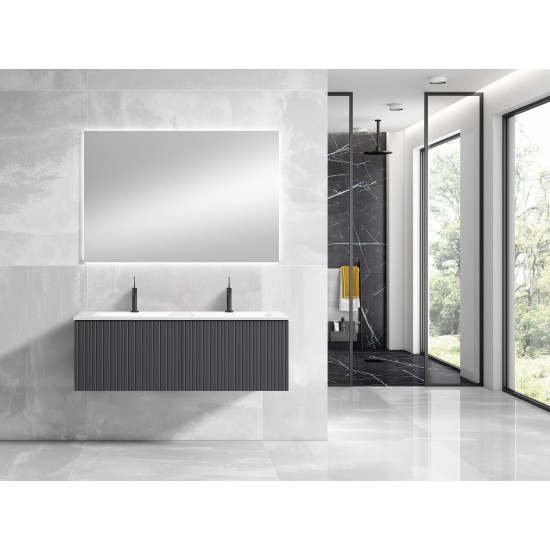 Lucena Bath 48" White Bari Vanity with Ceramic Sink