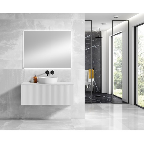 Lucena Bath 32" White Bari Vanity with Matching top and Vessel SinkCeramic Sink