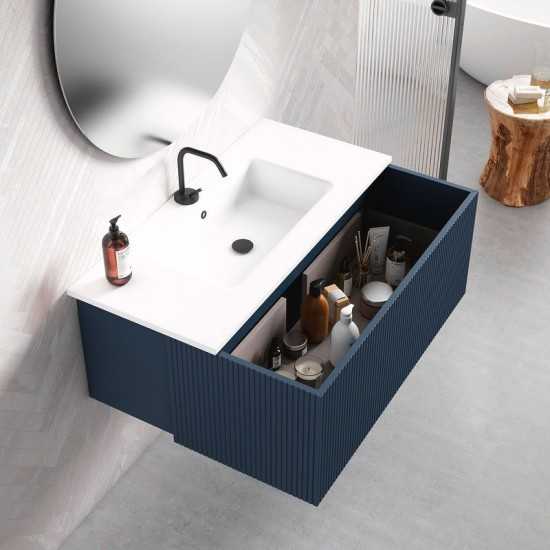 Lucena Bath 32" Navy Bari Vanity with Matching top and Vessel SinkCeramic Sink