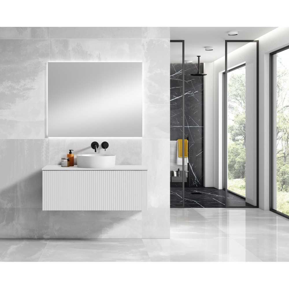 Lucena Bath 40" White Bari Vanity with Matching top and Vessel SinkCeramic Sink