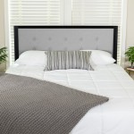 Bristol Metal Tufted Upholstered Full Size Headboard in Light Gray Fabric