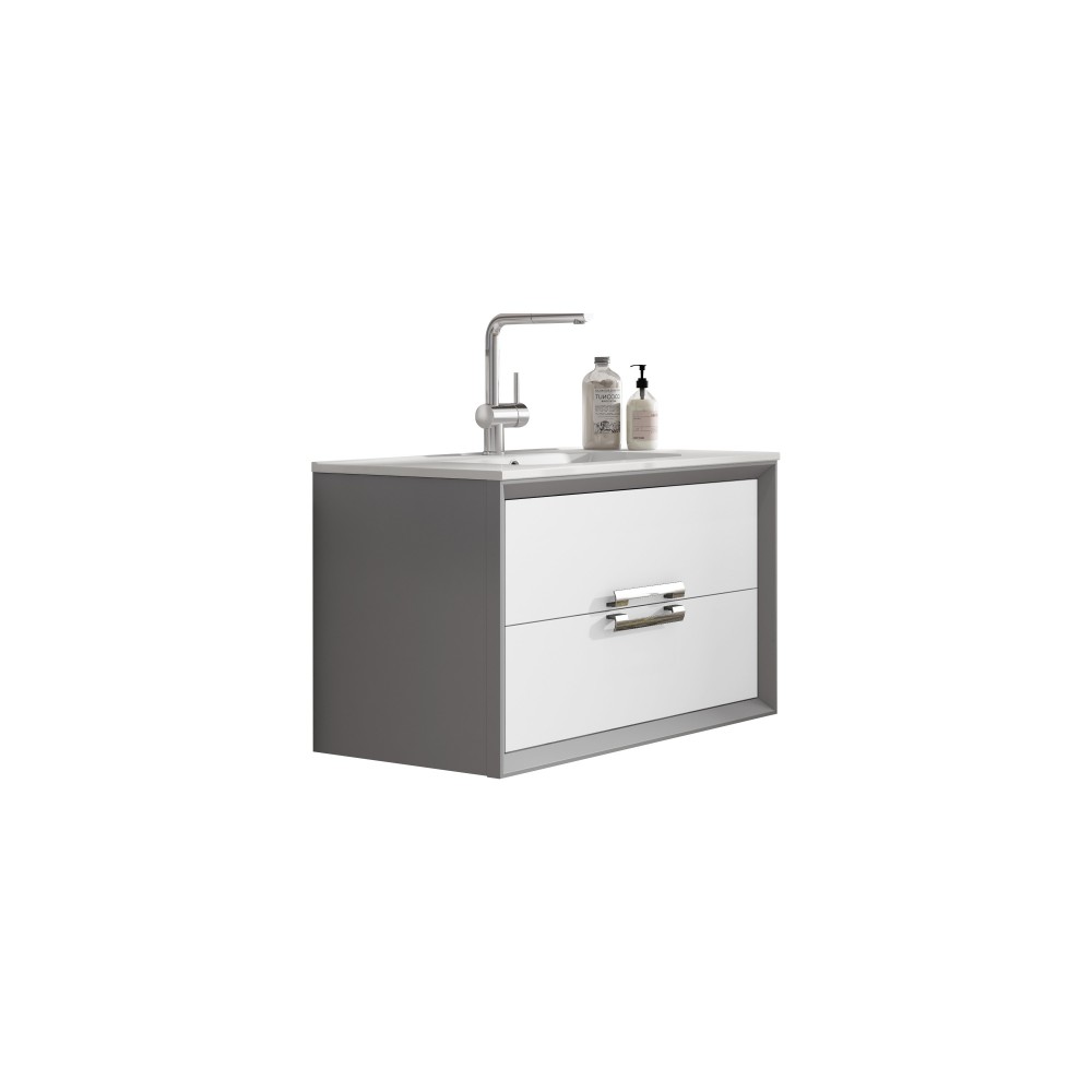 Lucena Bath 24" White and Silver Decor Tirador Vanity