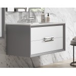 Lucena Bath 24" White and Silver Decor Tirador Vanity