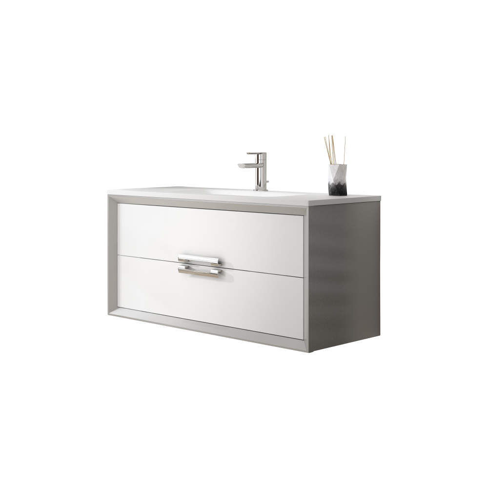 Lucena Bath 40" White and Silver Decor Tirador Vanity