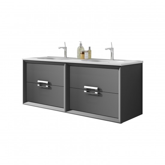 Lucena Bath 48" Black Decor Tirador double Vanity