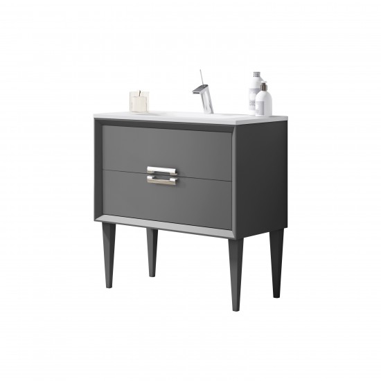 Lucena Bath 24" Grey Decor Tirador Freestanding Vanity