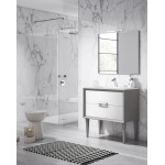 Lucena Bath 24" White and Silver Decor Tirador Freestanding Vanity