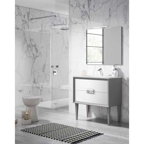 Lucena Bath 24" White and Silver Decor Tirador Freestanding Vanity