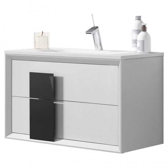 Lucena Bath 24" White and Grey Cristal Vanity