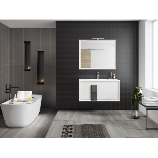Lucena Bath 24" White and Grey Cristal Vanity