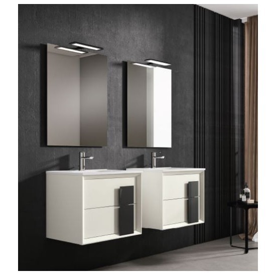 Lucena Bath 40" White and Black Cristal Vanity