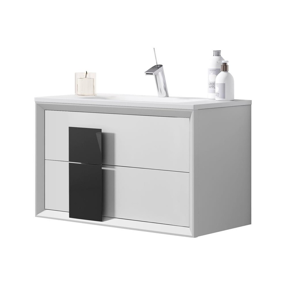 Lucena Bath 40" White and Grey Cristal Vanity