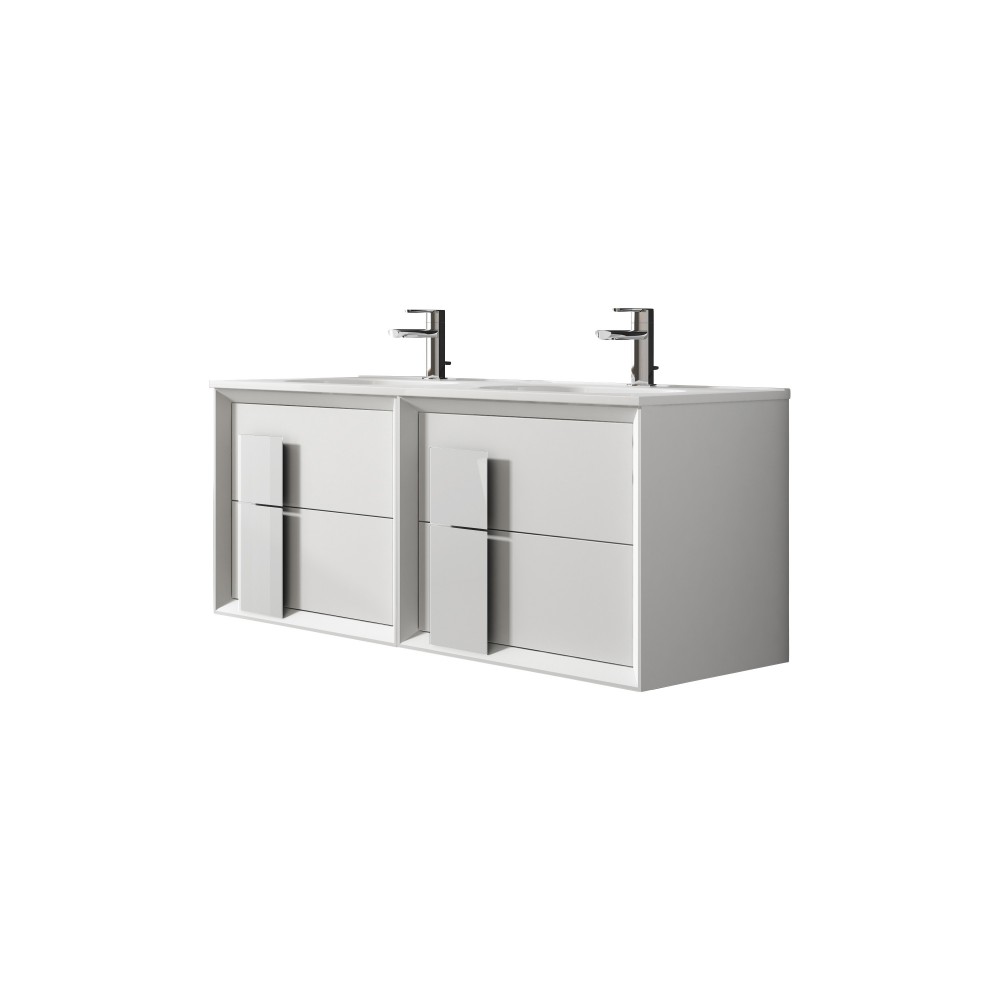 Lucena Bath 64" White Decor Cristal Vanity