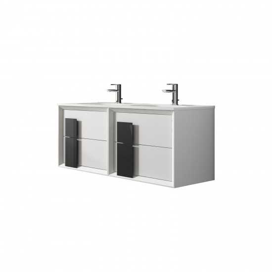 Lucena Bath 64" White and Black Cristal Vanity