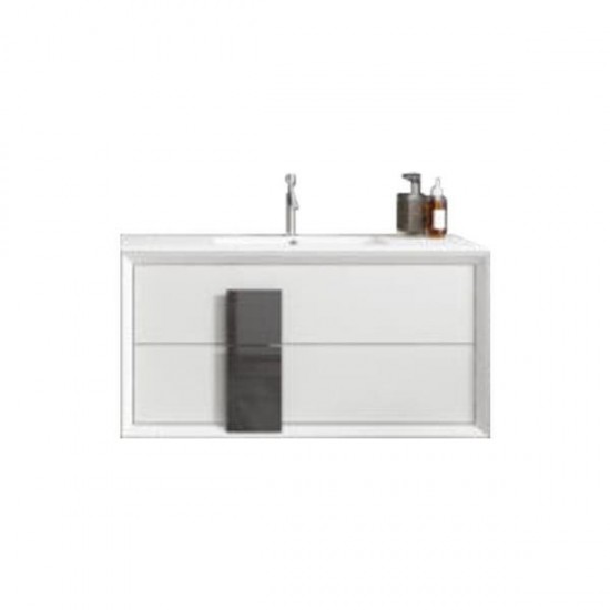 Lucena Bath 80" White and Grey Cristal Vanity