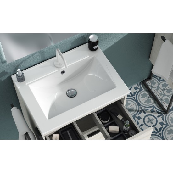 Lucena Bath 24" White Decor Cristal Freestanding Vanity
