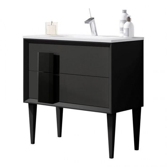 Lucena Bath 24" Grey and Black Freestanding Vanity