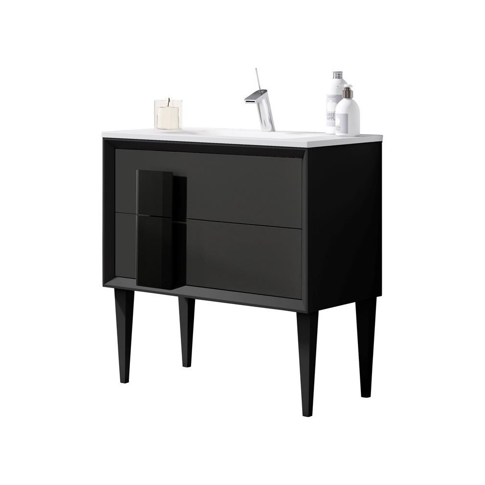 Lucena Bath 24" Grey and Black Freestanding Vanity