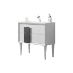 Lucena Bath 24" White and Grey Cristal Freestanding Vanity