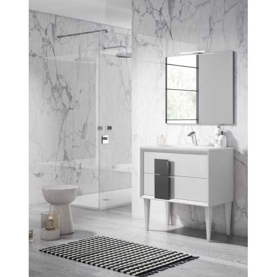 Lucena Bath 24" White and Grey Cristal Freestanding Vanity