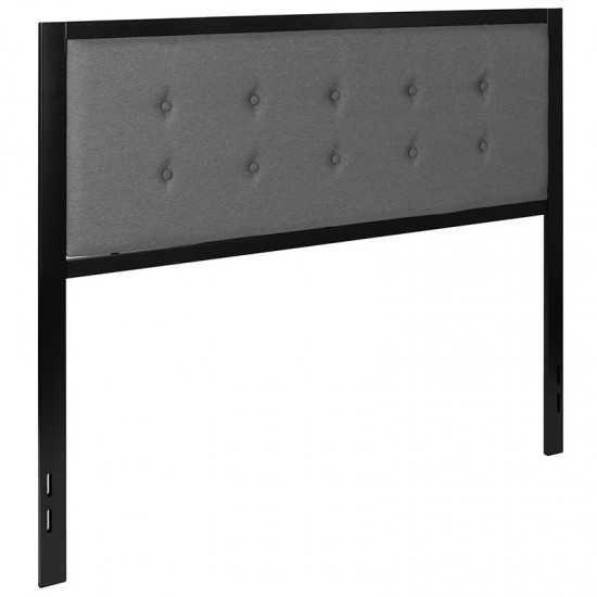 Bristol Metal Tufted Upholstered Queen Size Headboard in Dark Gray Fabric