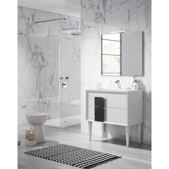 Lucena Bath 40" White and Black Cristal Freestanding Vanity