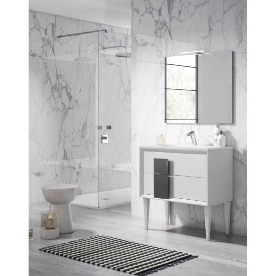 Lucena Bath 40" White and Grey Cristal Freestanding Vanity