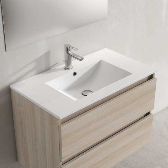 Lucena Bath 40" White and Grey Cristal Freestanding Vanity