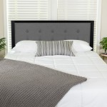 Bristol Metal Tufted Upholstered Queen Size Headboard in Dark Gray Fabric