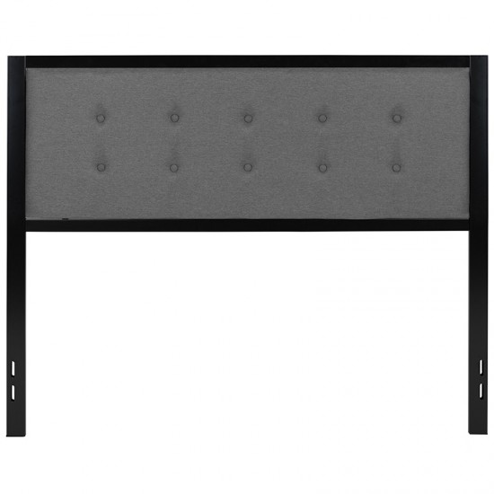 Bristol Metal Tufted Upholstered Queen Size Headboard in Dark Gray Fabric