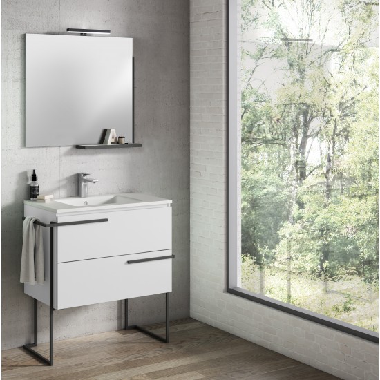 Lucena Bath 32" White Scala Vanity with Legs and Towel Bar