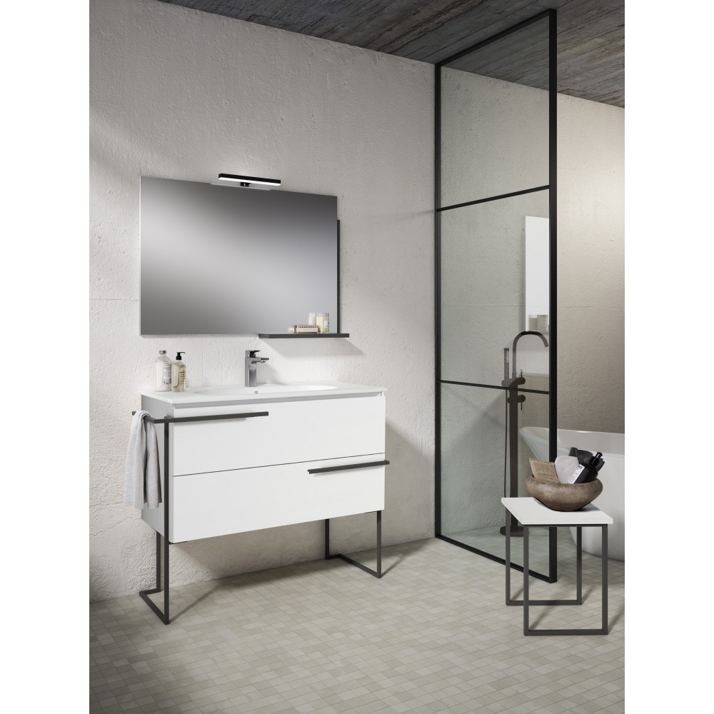 Lucena Bath 40" White Scala Vanity with Legs and Towel Bar