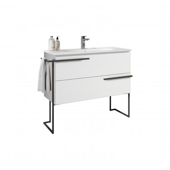 Lucena Bath 40" White Scala Vanity with Legs and Towel Bar