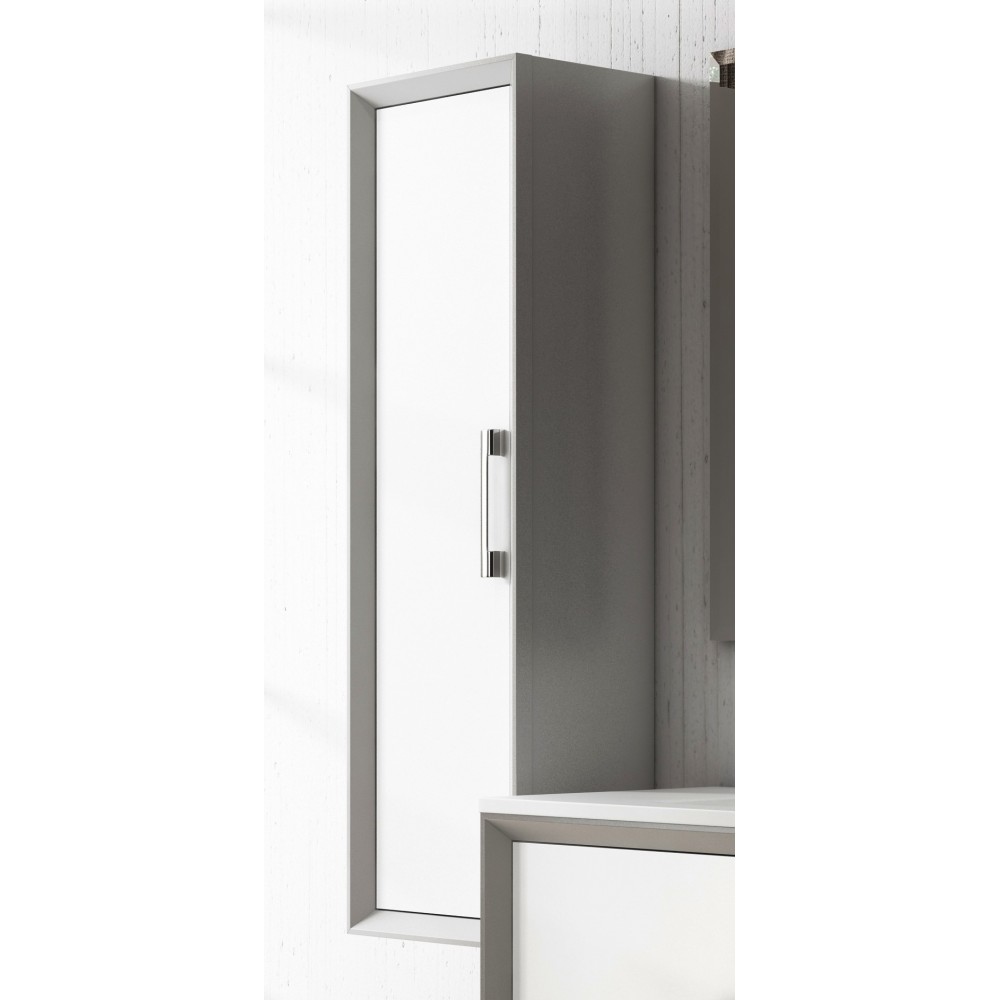 Lucena Bath White and Silver Decor Tirador Tall Unit