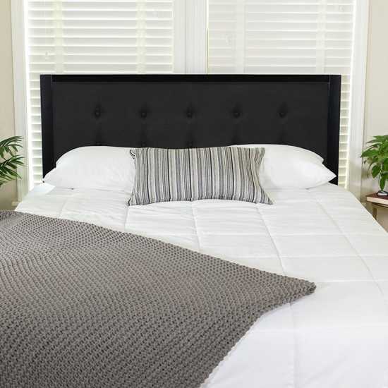 Bristol Metal Tufted Upholstered Twin Size Headboard in Black Fabric