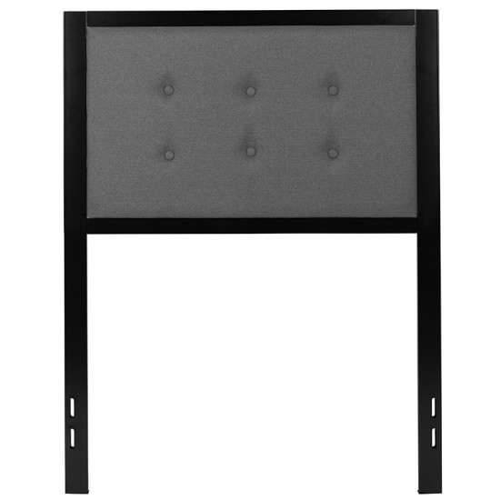 Bristol Metal Tufted Upholstered Twin Size Headboard in Dark Gray Fabric