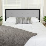 Bristol Metal Tufted Upholstered Twin Size Headboard in Light Gray Fabric