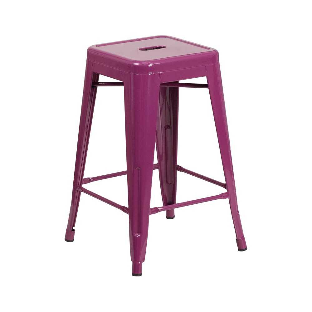 Commercial Grade 24" High Backless Purple Indoor-Outdoor Counter Height Stool Commercial Grade 24" High Backless Purple Indoor-Outdoor Counter Height Stool