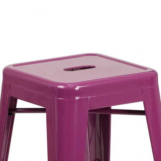 Commercial Grade 24" High Backless Purple Indoor-Outdoor Counter Height Stool
