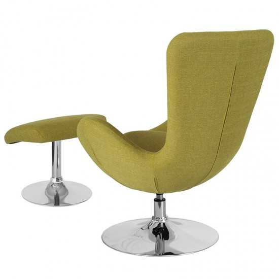 Egg Series Green Fabric Side Reception Chair with Ottoman