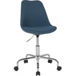 Aurora Series Mid-Back Blue Fabric Task Office Chair with Pneumatic Lift and Chrome Base