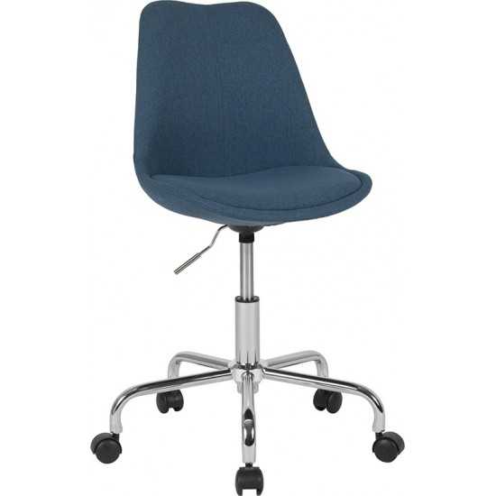 Aurora Series Mid-Back Blue Fabric Task Office Chair with Pneumatic Lift and Chrome Base