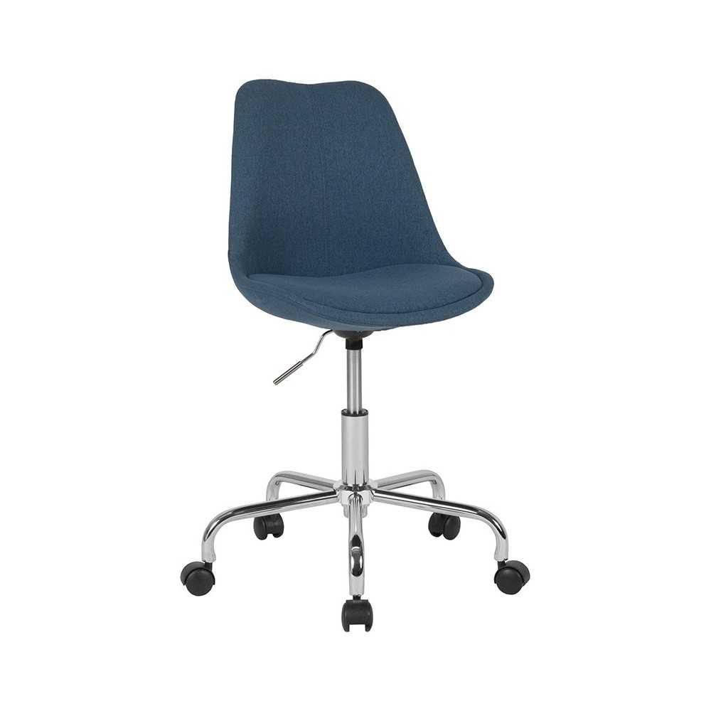 Aurora Series Mid-Back Blue Fabric Task Office Chair with Pneumatic Lift and Chrome Base