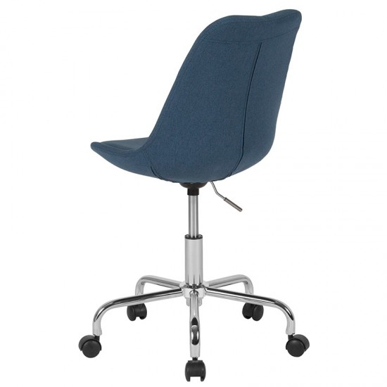 Aurora Series Mid-Back Blue Fabric Task Office Chair with Pneumatic Lift and Chrome Base